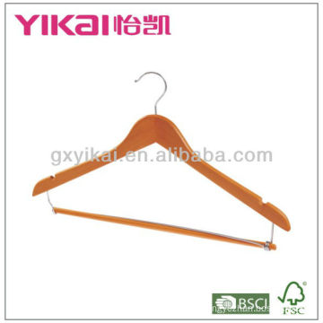 wooden shirt hanger with trousers locking bar